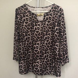 Cathy Daniels Leopard Print Shirt Size Large